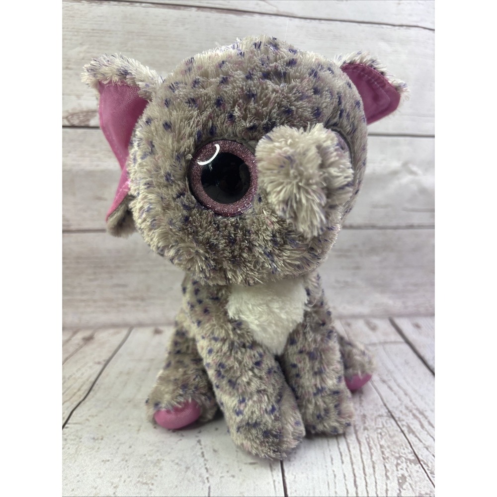 Ty Beanie Boos Specks The Elephant Medium 9" Big Pink Sparkle Eyes Plush Toy